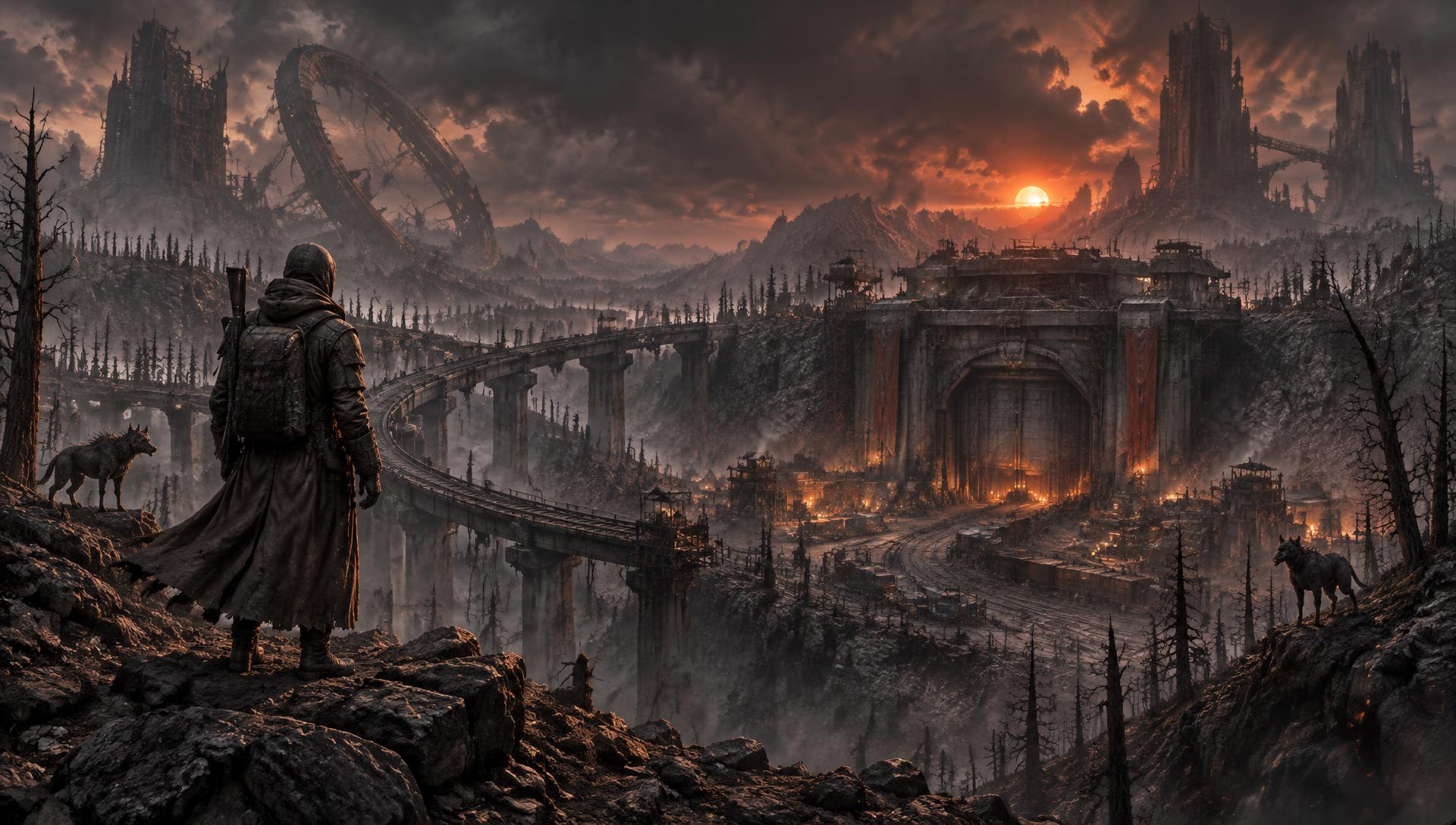 A survivor overlooking Hollowgate and the ruined Ashwood rail line